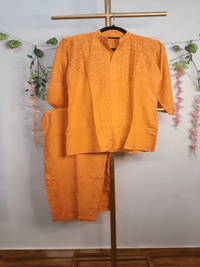 Orange Rayon Co-ord Set for Women | Stylish Chikankari Inspired Casual & Festive Wear | Varnika Exclusive Chikan