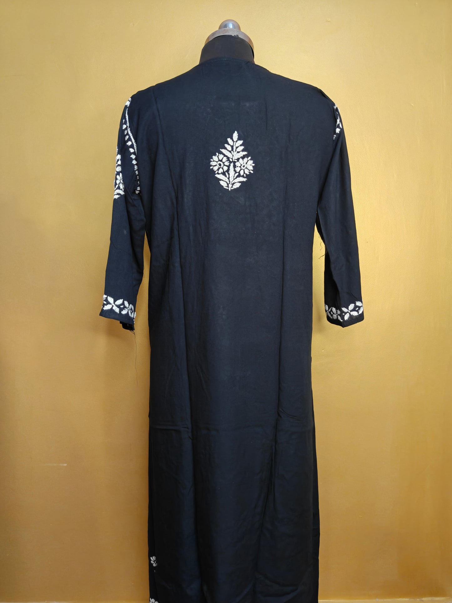 Black Rayon Chikankari Kurta Set with Ghaspatti & Phanda Embroidery | Varnika Exclusive Chikan