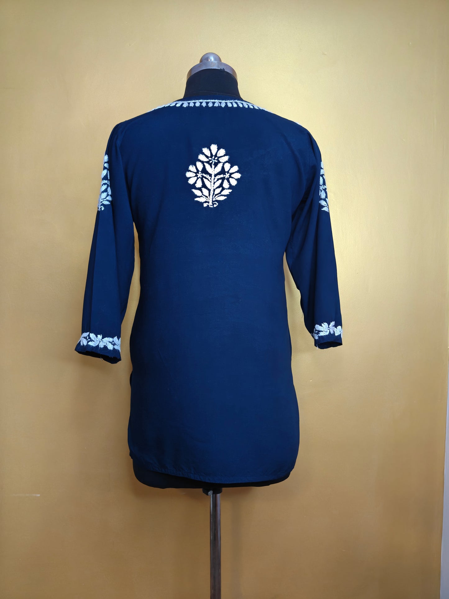 Chikankari Short Kurti Yellow for Women | Handcrafted Rayon Kurta Top