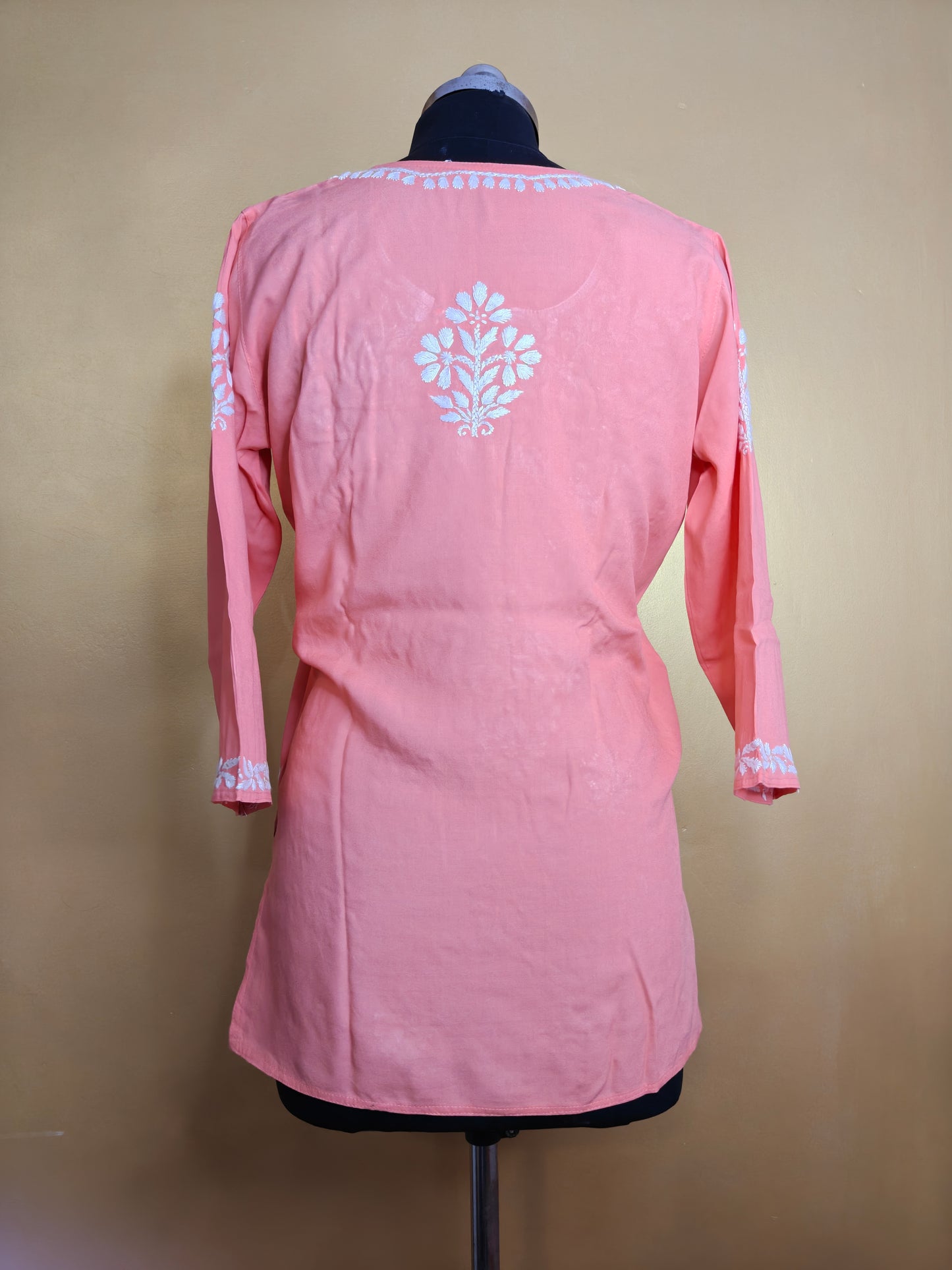 Chikankari Short Kurti Yellow for Women | Handcrafted Rayon Kurta Top