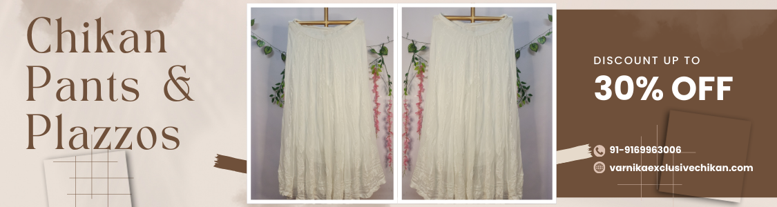 chikankari palazzo pants, embroidered pants, lucknow chikankari bottoms