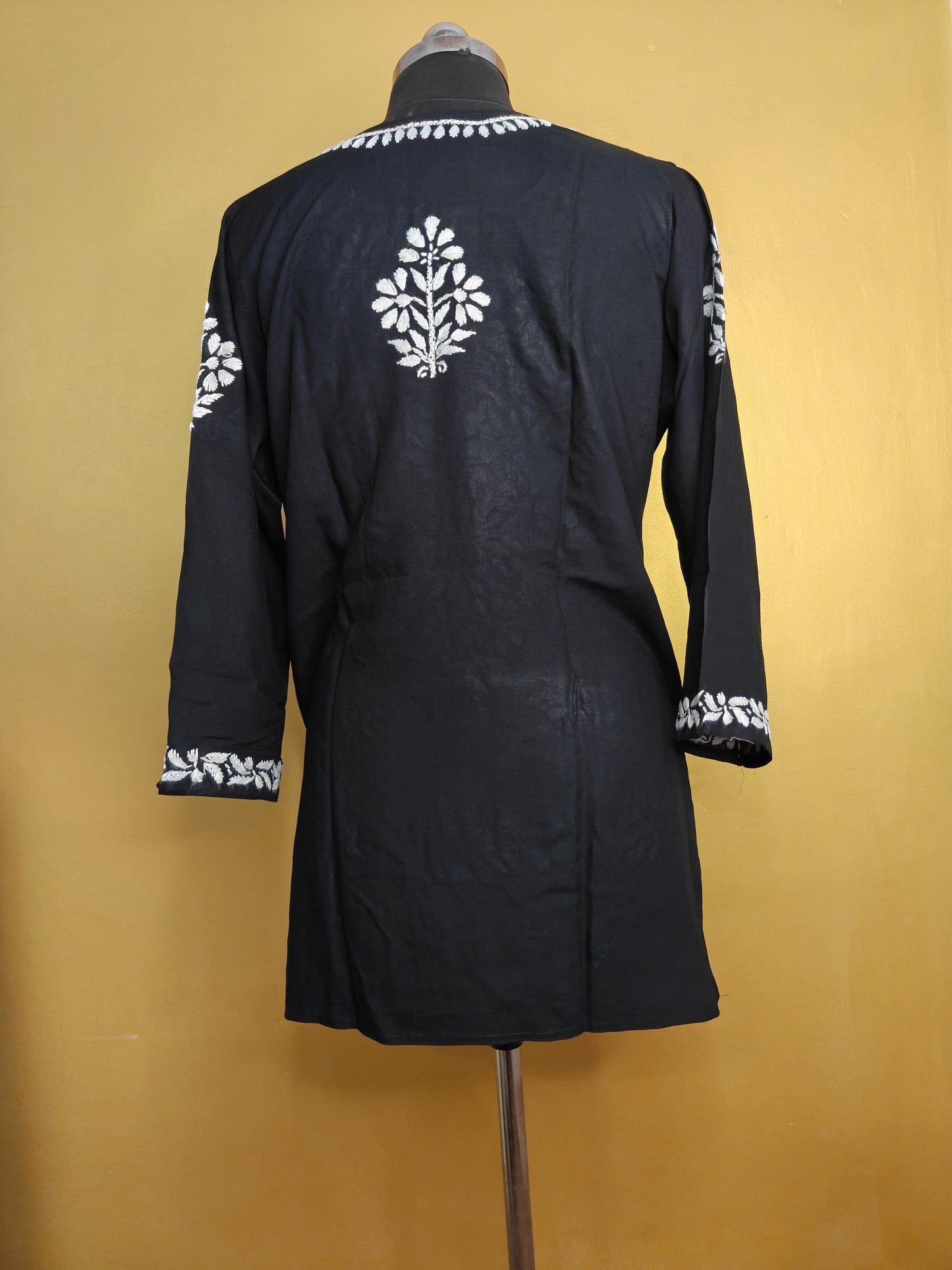 Chikankari Short Kurti Peach for Women | Handcrafted Rayon Kurta Top