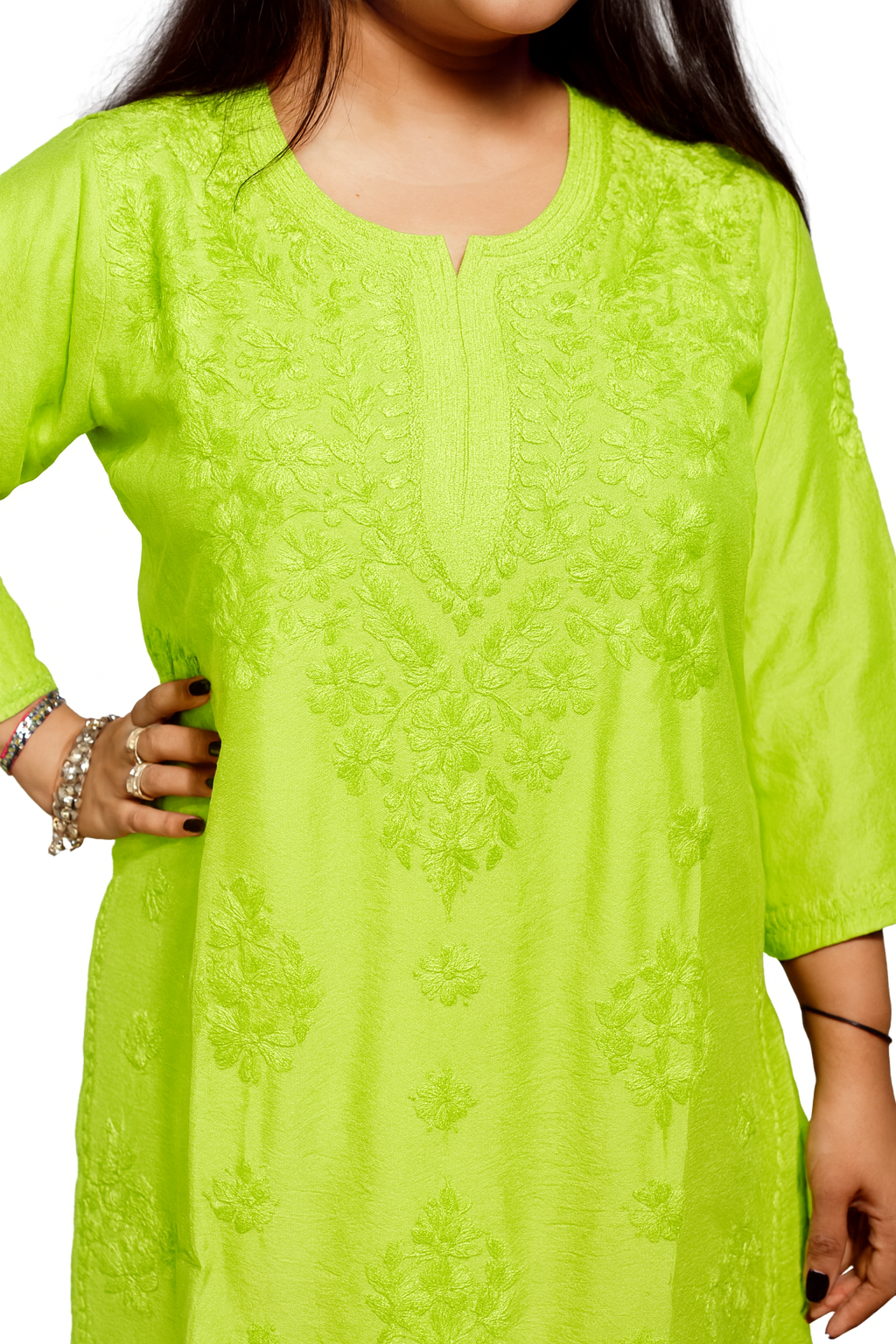 Pista Green Chanderi Kurta Set with Palazzo | Handcrafted Chikankari Embroidery | Varnika Exclusive Chikan (Copy)
