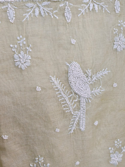 Unstitched Sage Green Mul Chanderi Suit Piece with Dupatta