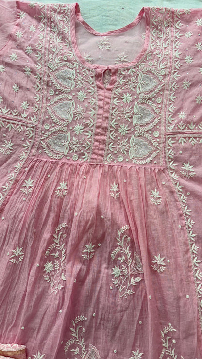 Semi-Stitched Light Pink Gown Set