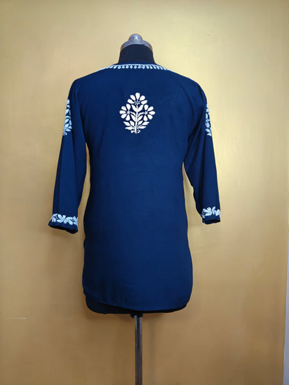 Chikankari Short Kurti Peach for Women | Handcrafted Rayon Kurta Top