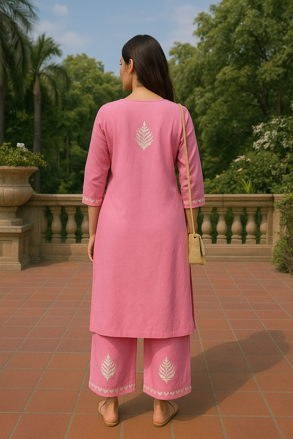 Pink Rayon Chikankari Kurta Set with Ghaspatti & Phanda Embroidery | Varnika Exclusive Chikan