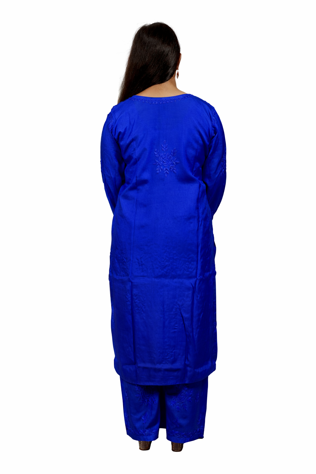 Royal Blue Masleen Kurta Palazzo Dupatta Set  | Handcrafted Chikankari Kurti & Palazzo Set | Varnika Exclusive Chikan