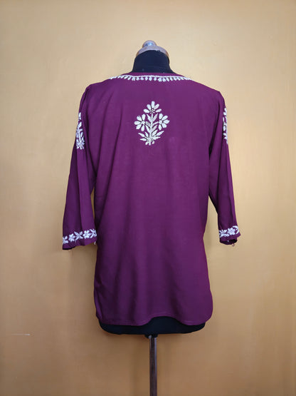 Chikankari Short Kurti Peach for Women | Handcrafted Rayon Kurta Top